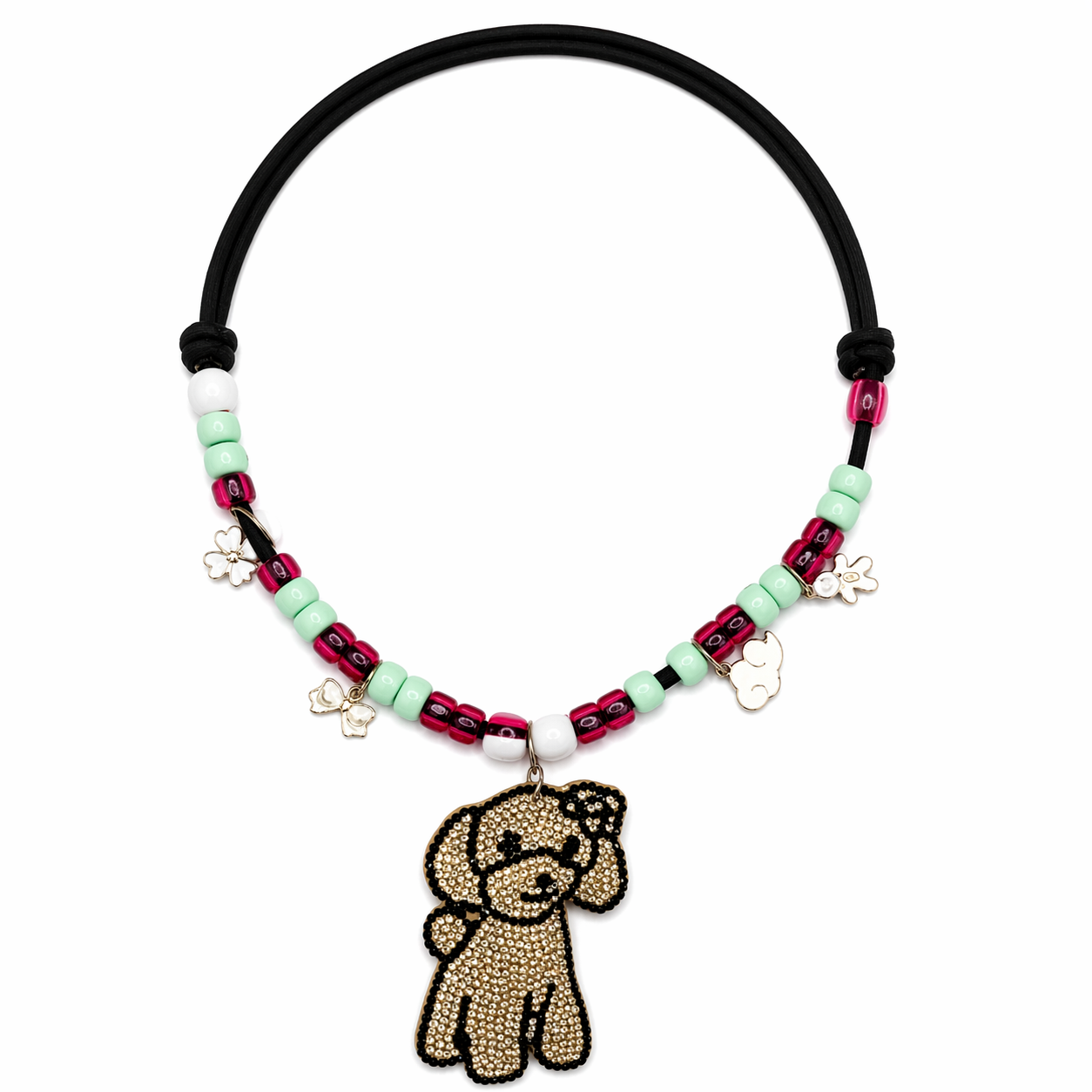 Golden Pup Glitter Necklace