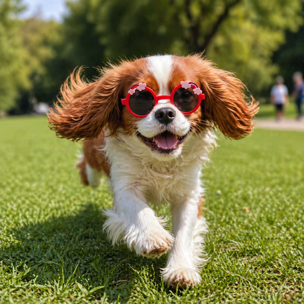 Cute Rainbow Cloud Pet Dog Sunglasses – Red Round UV Protection Shades