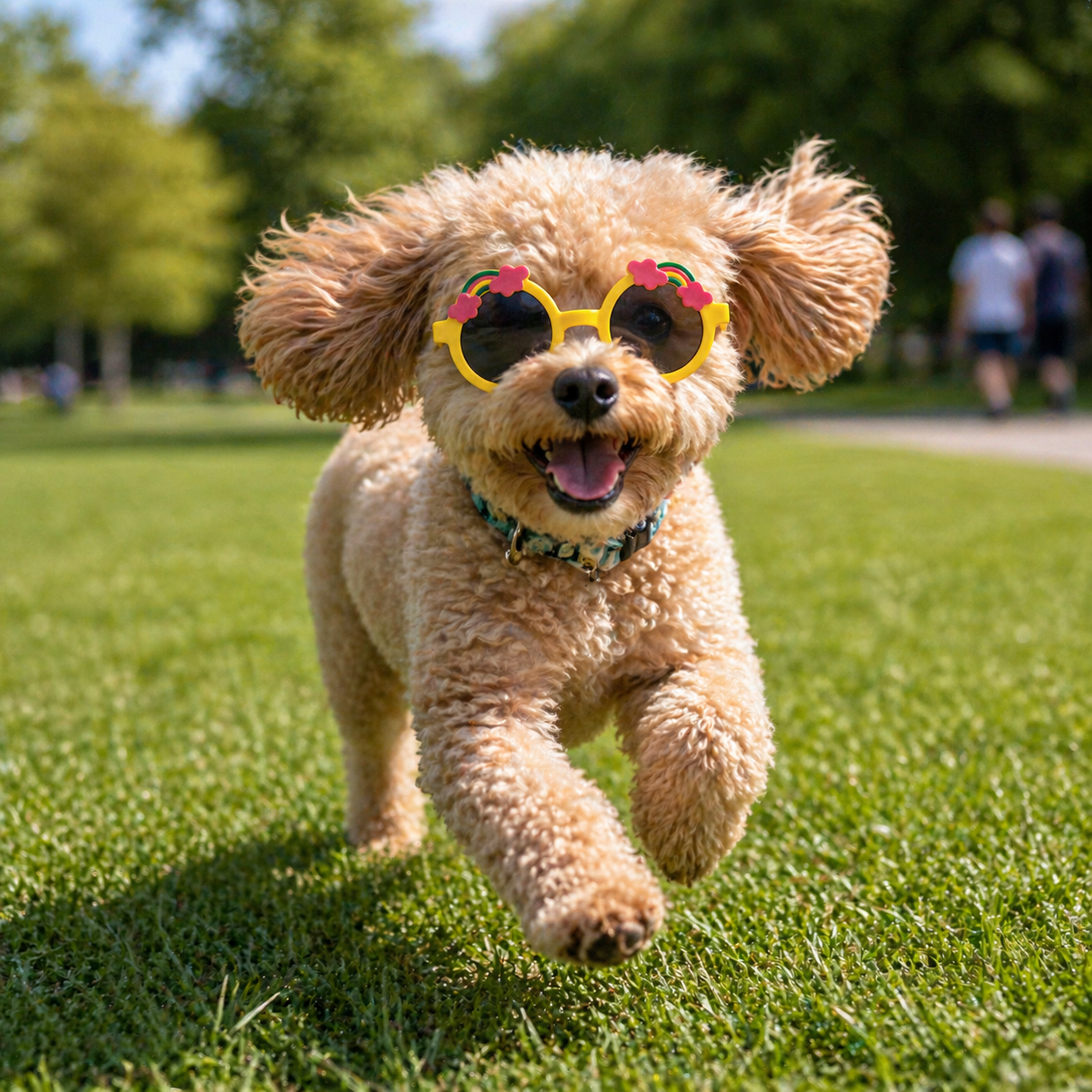 Cute Rainbow Cloud Pet Dog Sunglasses – Yellow Round UV Protection Shades