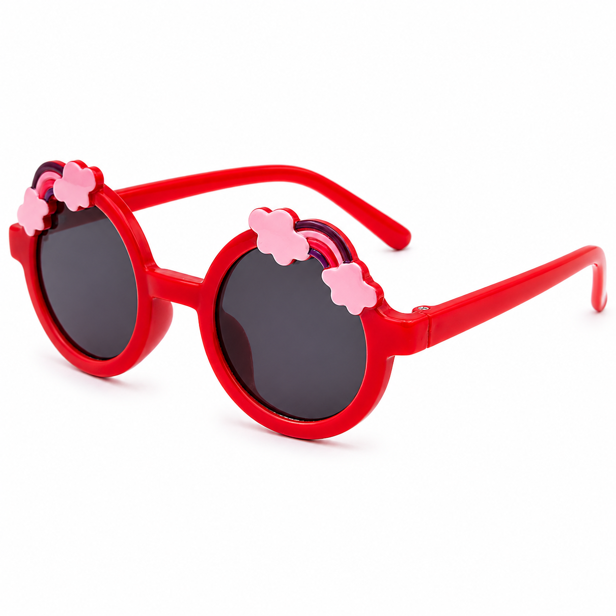 Cute Rainbow Cloud Pet Dog Sunglasses – Red Round UV Protection Shades