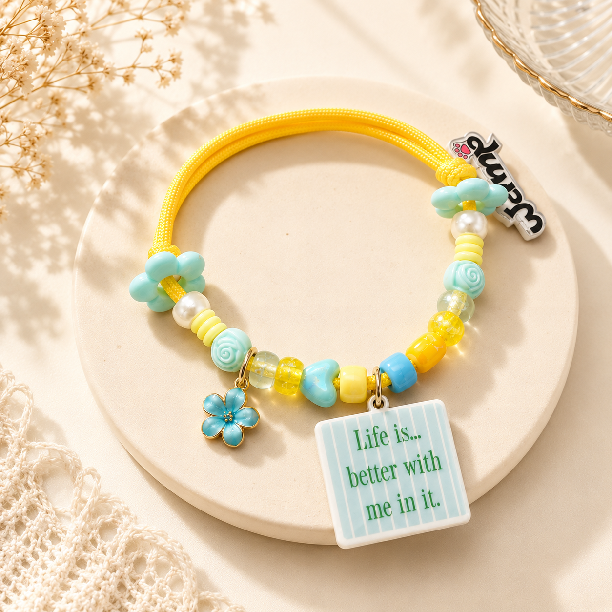 Lemon Blossom Dog Charm Necklace